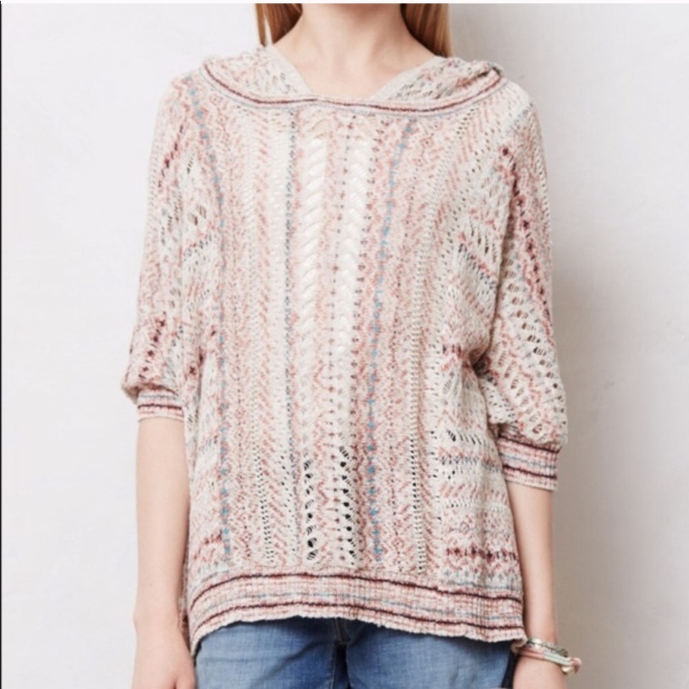 Anthropologie Moth Spliced Poncho Knit Med/Large